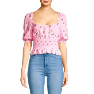 AFRM Haley Floral Crop Top in Pink